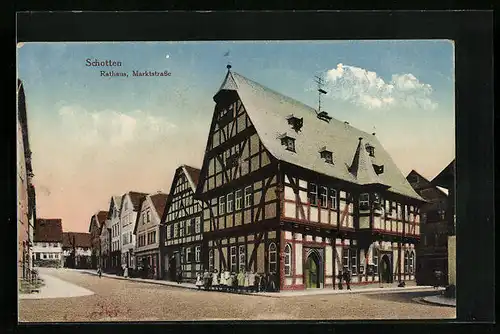 AK Schotten, Marktstrasse mit Rathaus