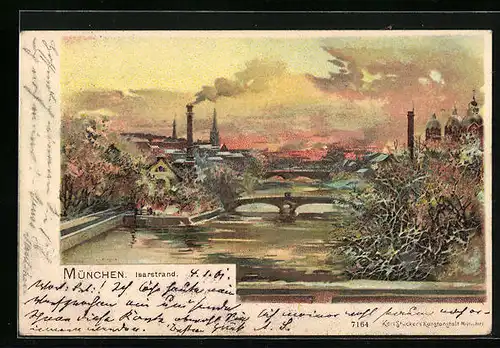 Künstler-AK München, Isarstrand