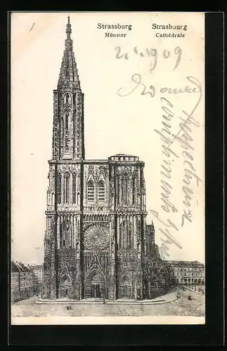 AK Strassburg, Blick zum Münster