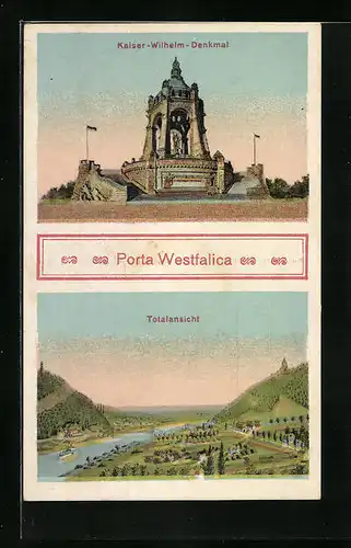 AK Porta Festfalica, Totalansicht und Kaiser Wilhelm-Denkmal