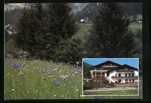 AK St. Walburg - Ultental, Hotel Pension Landhaus Schweigl mit Landschaftsbild
