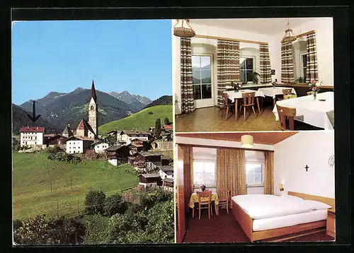 AK St. Pankraz - Ultental, Ortsansicht mit Innenansichten Pfarrhof