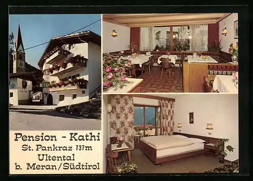 AK St. Pankraz - Ultental, Pension Kathi in drei Ansichten