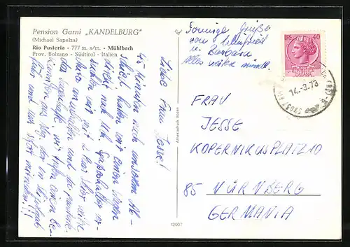 AK Mühlbach, Pension Garni Kandelburg