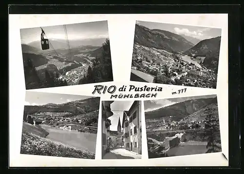 AK Rio di Pusteria / Mühlbach, Fünf Ansichten vom und im Ort
