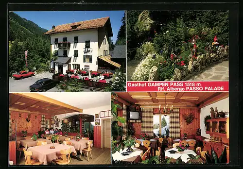 AK Lana-Meran, Vier Ansichten vom Gasthof Gampen Pass
