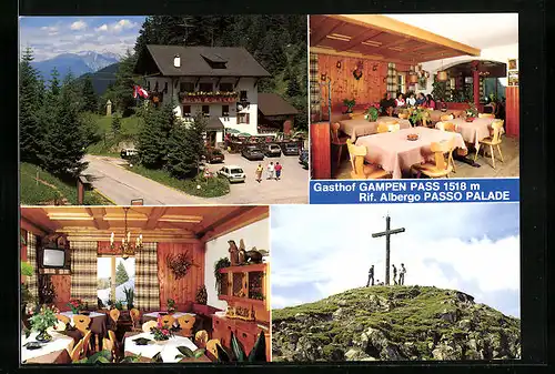AK Lana-Meran, Vier Ansichten vom Gasthof Gampen Pass