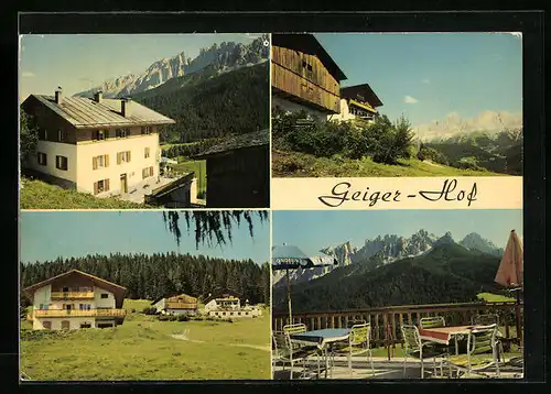 AK Welschnofen, Vier Ansichten von Pension Geigerhof