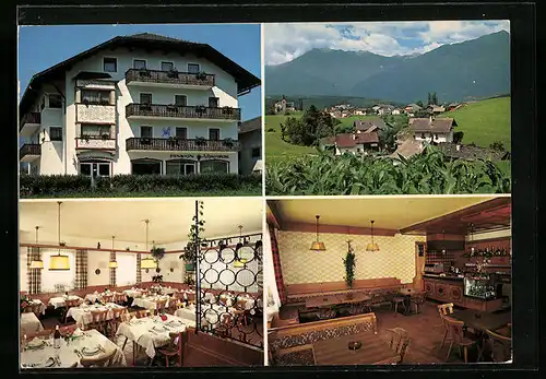 AK Rodeneck, Ortsansicht und Pension Alpenrose in drei Ansichten