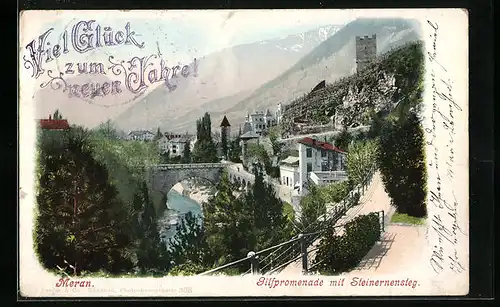 AK Meran, Gilfpromenade mit Steinernensteg