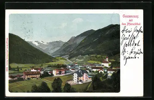 AK Gossensass, Totalansicht mit dem Pflerschthal
