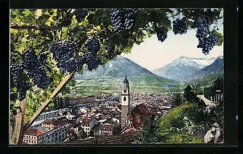 AK Merano, Panorama aus der Vogelschau