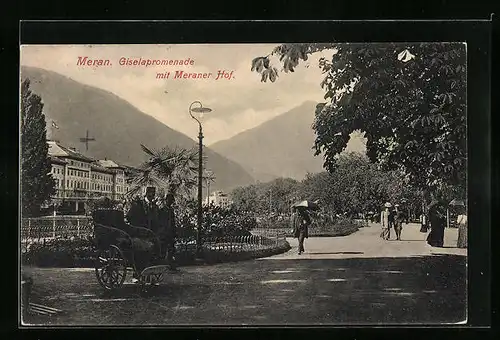 AK Meran, Giselapromenade mit Meraner Hof