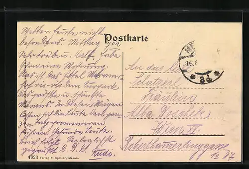 AK Meran, Giselapromenade mit Meraner Hof