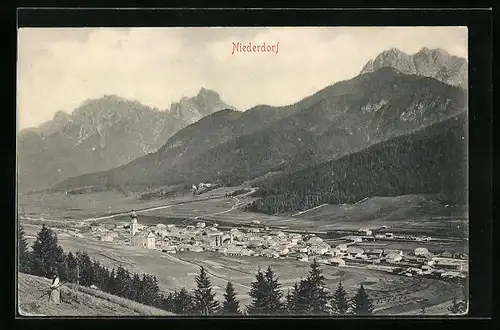 AK Niederdorf, Totalansicht aus der Vogelschau