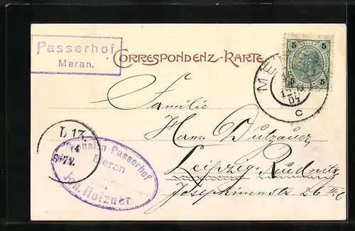 AK Meran, Ortsansicht vom Tappeinerweg