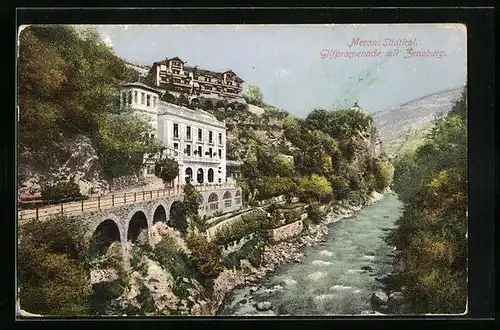 AK Meran, Gilfpromenade mit Zenoburg