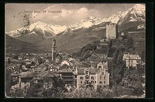AK Meran, Gesamtansicht gegen die Texelgruppe