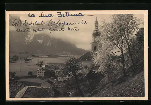 AK Kastelruth, Ortsansicht mit Kirche