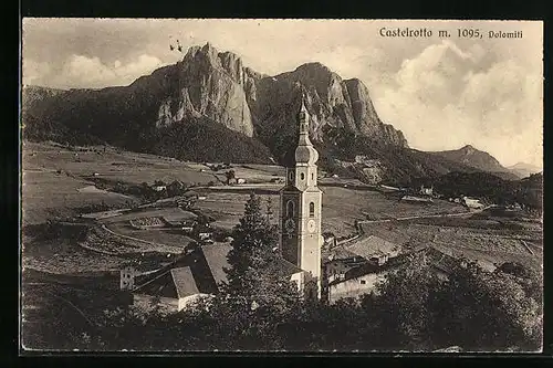 AK Castelrotto, Totalansicht aus der Vogelschau