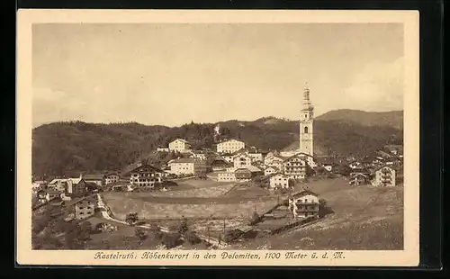 AK Kastelruth, Panorama aus der Vogelschau