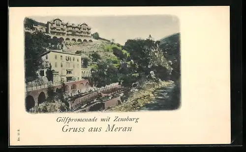 AK Meran, Gilfpromenade mit Zenoburg