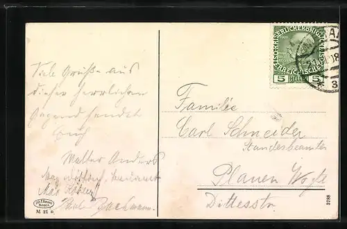 AK Meran, Totalansicht mit Gebirgskette