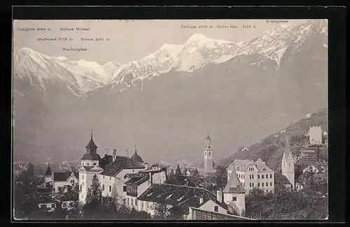 AK Meran, Ortsansicht mit Blasiusspitze