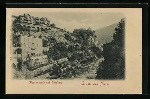 AK Meran, Gilfpromenade und Zenoburg