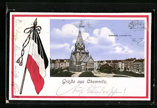 AK Chemnitz, Lutherkirche und Fahne