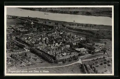 AK Zons am Rhein, Gesamtansicht vom Flugzeug aus