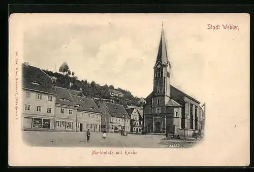 AK Stadt Wehlen, Marktplatz mit Kirche