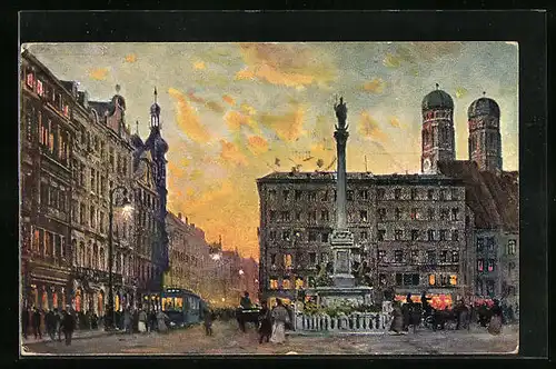 Künstler-AK München, Marienplatz