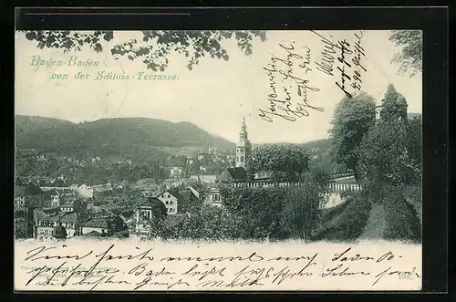 AK Baden-Baden, Blick von der Schloss-Terrasse