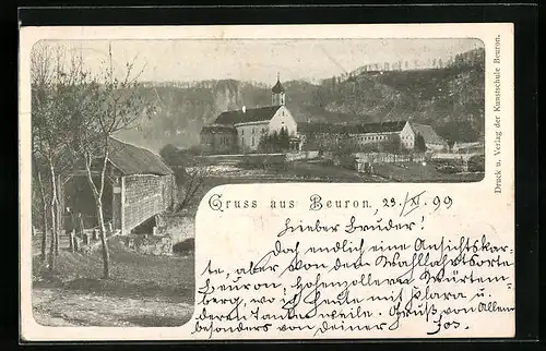 AK Beuron, Teilansicht mit Kirche