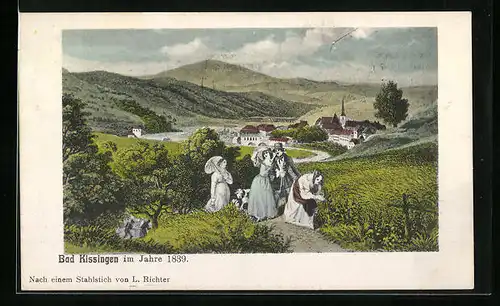 AK Bad Kissingen, Leute mit dem Ort im Rücken im Jahre 1839
