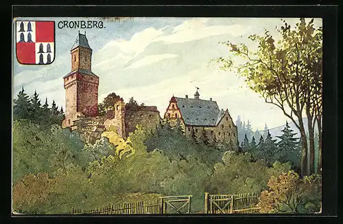 Künstler-AK Cronberg, Stammschloss derer von Kronenberg