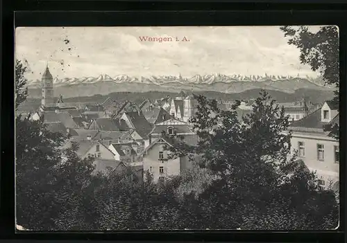 AK Wangen i. A., Ortsansicht aus der Vogelschau