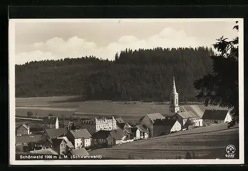 AK Schönwald (Schwarzwald), Ortsansicht aus der Vogelschau