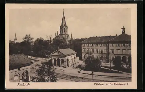 AK Karlsruhe, Mühlburgertor (v. Weinbrenner)