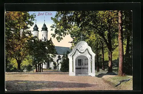 AK Bad Tölz, Kirche mit Kreuzwegsstation