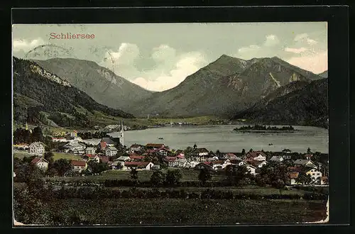 AK Schliersee, Gesamtansicht aus der Vogelschau