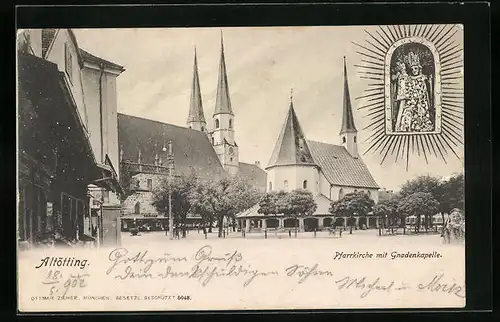 AK Altötting, Pfarrkirche mit Gnadenkapelle