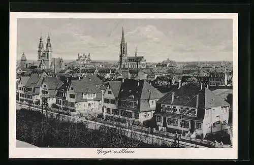 AK Speyer am Rhein, Gesamtansicht aus der Vogelschau
