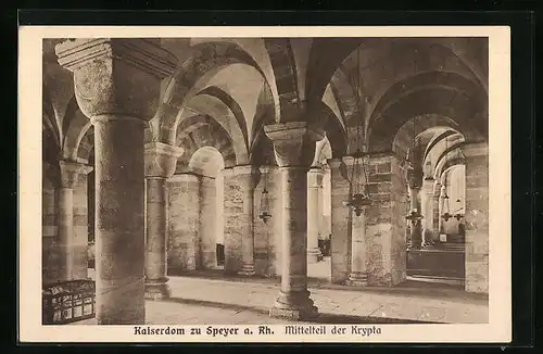 AK Speyer am Rh., Kaiserdom - Mitteiteil der Krypta