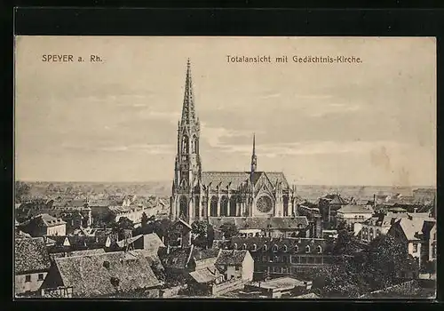 AK Speyer am Rh., Totalansicht mit Gedächtnis-Kirche