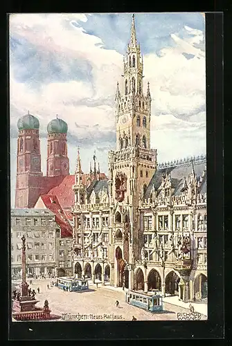 Künstler-AK Richard Wagner: München, Neues Rathaus