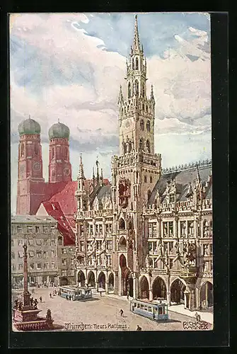 Künstler-AK Richard Wagner: München, Neues Rathaus