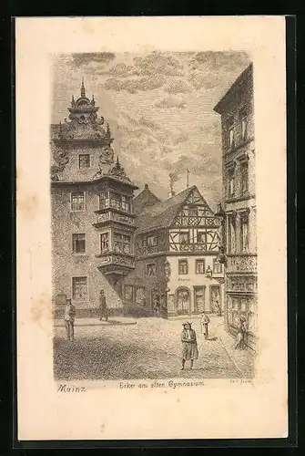 Künstler-AK Mainz, Erker am alten Gymnasium