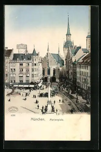 AK München, Marienplatz aus der Vogelschau